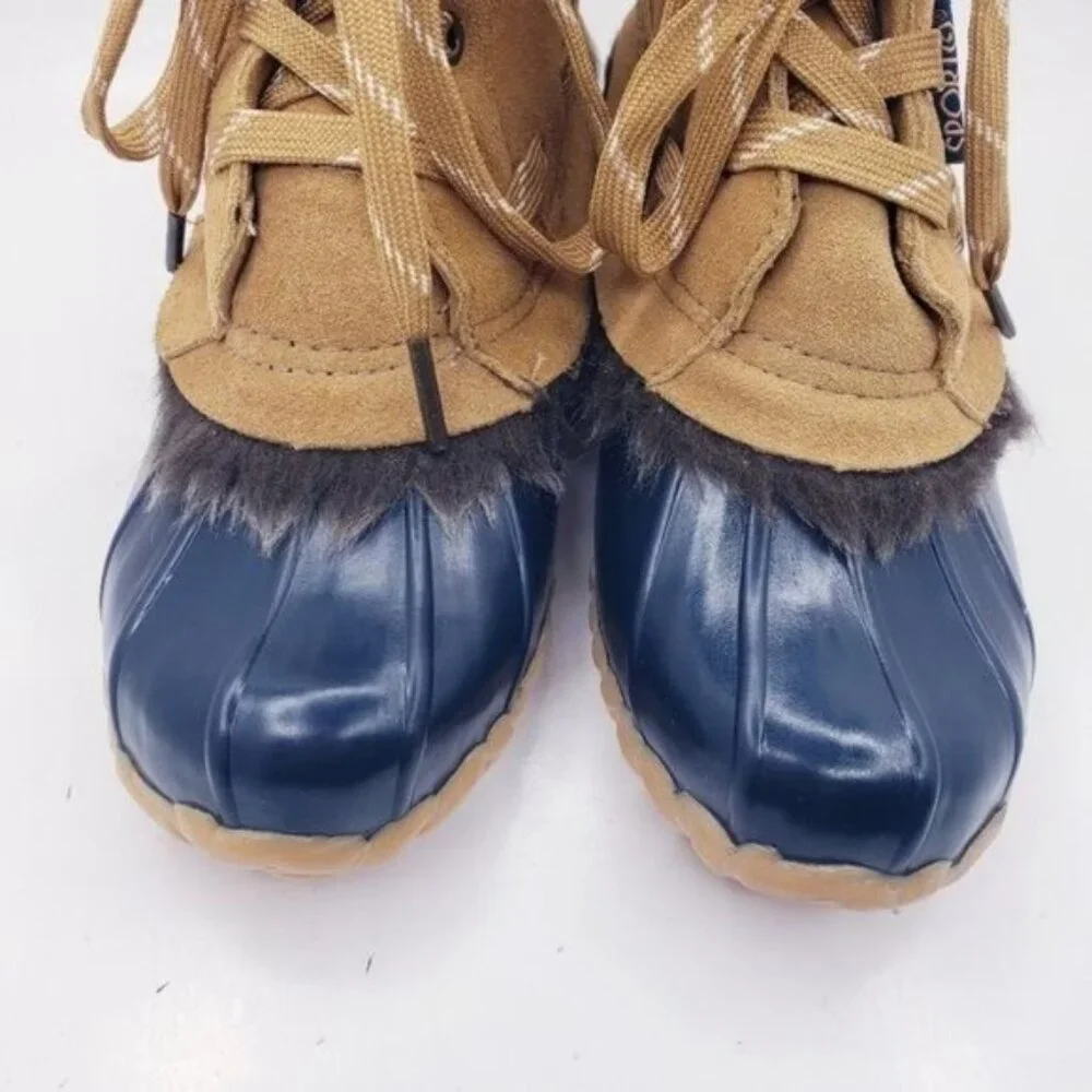 Sporto Phoebe Leather Faux Fur Lined Winter Rain Snow Duck Boots Women's Size 6